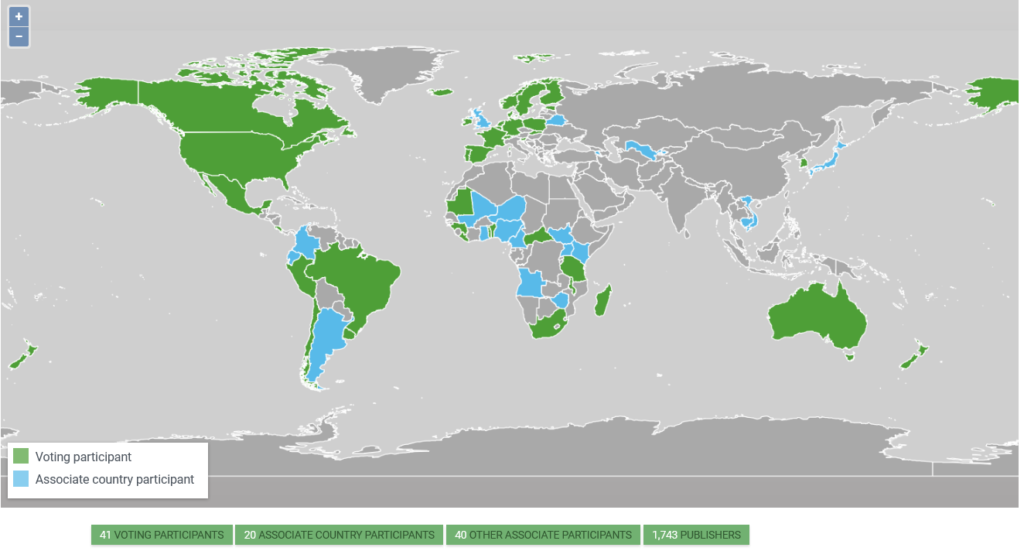 Map of gbif network participant countries.